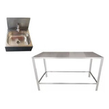 Kit Mesa Atendimento Veterinário 1,20x0,53 + Lavatório Inox