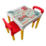 Kit Mesa Infantil Com 2 Cadeiras Escolar Plástica Camaleão