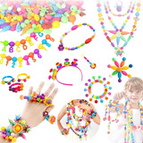 Kit Miçanga Beads Adereço Encaixe Infantil Colorido Menina