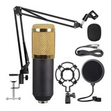 Kit Microfone Condensador Profissional Estúdio Bm800 Brinde