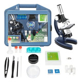 Kit Microscópio Biológico Infantil 28 Peças - Portátil, Educacional E Completo Com Ampliação De 300x, 600x E 1200x - Inclui Maleta Para Exploração E Aprendizado