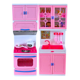 Kit Mini Cozinha Pia Fogao Forno Infantil Luzes Som Castela