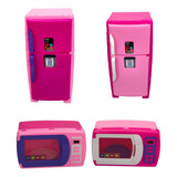 Kit Mini Freezer Geladeira E Mini Microondas Infantil