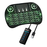 Kit Mini Teclado Controle Remoto Tv Smart Hub Usb 4 Portas