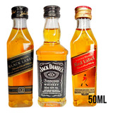 Kit Mini Whisky Black Label + Jack Daniels + Red Label 50ml