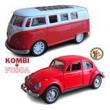 Kit Miniatura Kombi E Fusca Clássico Carrinho Coleção