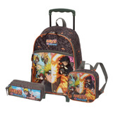 Kit Mochila De Rodas Naruto Com Lancheira E Estojo Escolar