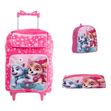 Kit Mochila Escolar Infantil Lancheira Rodinha Personagens