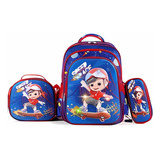 Kit Mochila Estojo Lancheira Infantil Led Volta As Aulas 