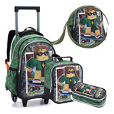 Kit Mochila Gamer Infantil Escolar Rodinha Lancheira Estojo