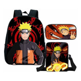 Kit Mochila Lancheira Estojo Naruto Escola Bolsa Infantil