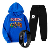 Kit Moletom E Calça + Relógio Infantil Do Roblox Do 6 Ao 16