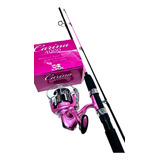 Kit Molinete Maruri Carina Rosa 4000 E Vara 1,65mt 20lb Pink