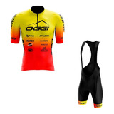 Kit Mtb Ciclismo Oggi Amarelo Camisa+bretelle Forro Gel 107
