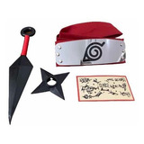 Kit Naruto 1 Bandana Vermelha +1 Kunai +1 Shuriken