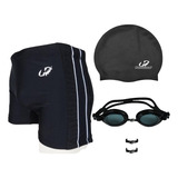 Kit Natação Masculino Sunga Boxer Touca E Óculos Hammerhead