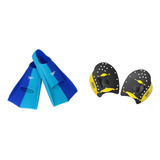Kit Natação Speedo Nadadeira Dual + Palmar Power Paddles