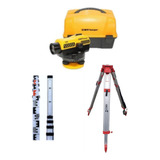 Kit Nível Óptico Automático 32x + Mira 4m + Tripé Topografia