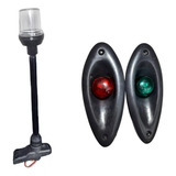 Kit Olho De Tubarão Led Preto + Mastro Alcançado Preto Led