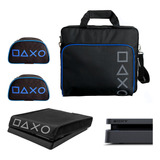 Kit P/ Ps4 Slim - Bolsa De Transporte + Cases Controle +capa