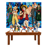 Kit Painel + Displays Festa Aniversário Infantil One Piece
