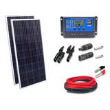 Kit Painel Placa Energia Solar 2x155w Caminhão 12ou24 Volts Cor Azul Voltagem De Circuito Aberto 24.46v Voltagem Máxima Do Sistema 20.64v
