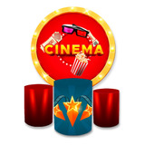 Kit Painel Redondo 1,5+ Trio Capas Cilindro Cinema Decoração
