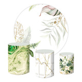 Kit Painel Redondo + Capas Cilindros Tecido Folhagem