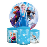 Kit Painel Redondo + Trio Capas Cilindro Frozen 2