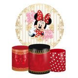Kit Painel Redondo + Trio Capas Cilindro Minnie Vermelha M2