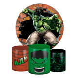 Kit Painel Redondo + Trio Capas Cilindro O Incrível Hulk M1