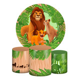 Kit Painel Redondo + Trio Capas Cilindro O Rei Leão