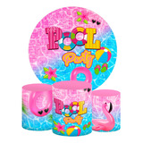 Kit Painel Redondo + Trio Capas Cilindro Pool Party Rosa