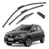 Kit Palheta Limpador Parabrisa Silicone Sandero 2015 À 2023