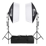 Kit Par 2 Soft Box Estúdio Luz Continua Soquete E27 Tripé 2m