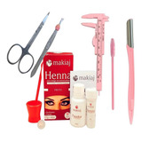 Kit Para Designer Sobrancelhas Henaa Makiaj Escovinha Rosa