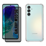 Kit Para Galaxy M55 5g - Película Privacidade 3d + Capa Tpu
