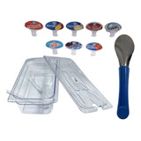 Kit Para Gelateria 8 Cubas 8 Colheres 8 Indentificadores