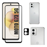 Kit Para Moto G73 5g - Película 3d + Capa Tpu + Câmera 3d