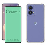 Kit Para Moto G85 5g - Película Cerâmica + Capa Tpu