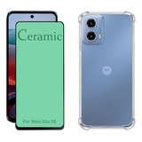 Kit Para Motorola Moto G34 5g - Película Cerâmica + Capa Tpu