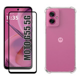 Kit Para Motorola Moto G55 5g - Película 3d + Capa Tpu