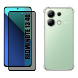 Kit Para Note 13 4g - Película Privacidade 3d + Capa Tpu