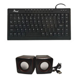 Kit Para Notebook/pc Teclado Compacto Usb+mini Caixa De Som 