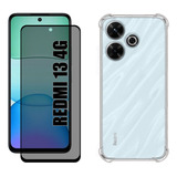 Kit Para Redmi 13 4g - Película Privacidade 3d + Capa Tpu