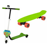 Kit Patinete Scooter+ Skate Compact Board Infantil Kids Girl