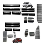 Kit Pedaleira + Descanso Pe + Soleira Proteção Porta Inox
