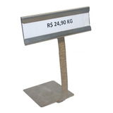 Kit Pedestal Inox C/ Porta Etiqueta De Preço 10 Unidades