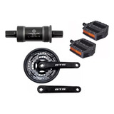Kit Pedivela Aço 42d Gts + Mov. Central Selado E Pedal Bike