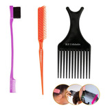 Kit Pentes Cabelo Baby Hair, Garfo Afro Blk, 3 Fileiras Fino